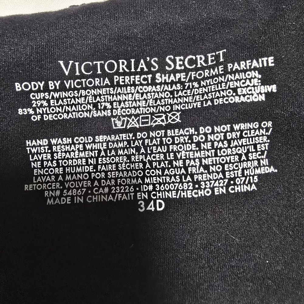34D Victoria's Secret Body by Victoria Perfect Shape Bra With Black Lace Detail - Picture 9 of 10